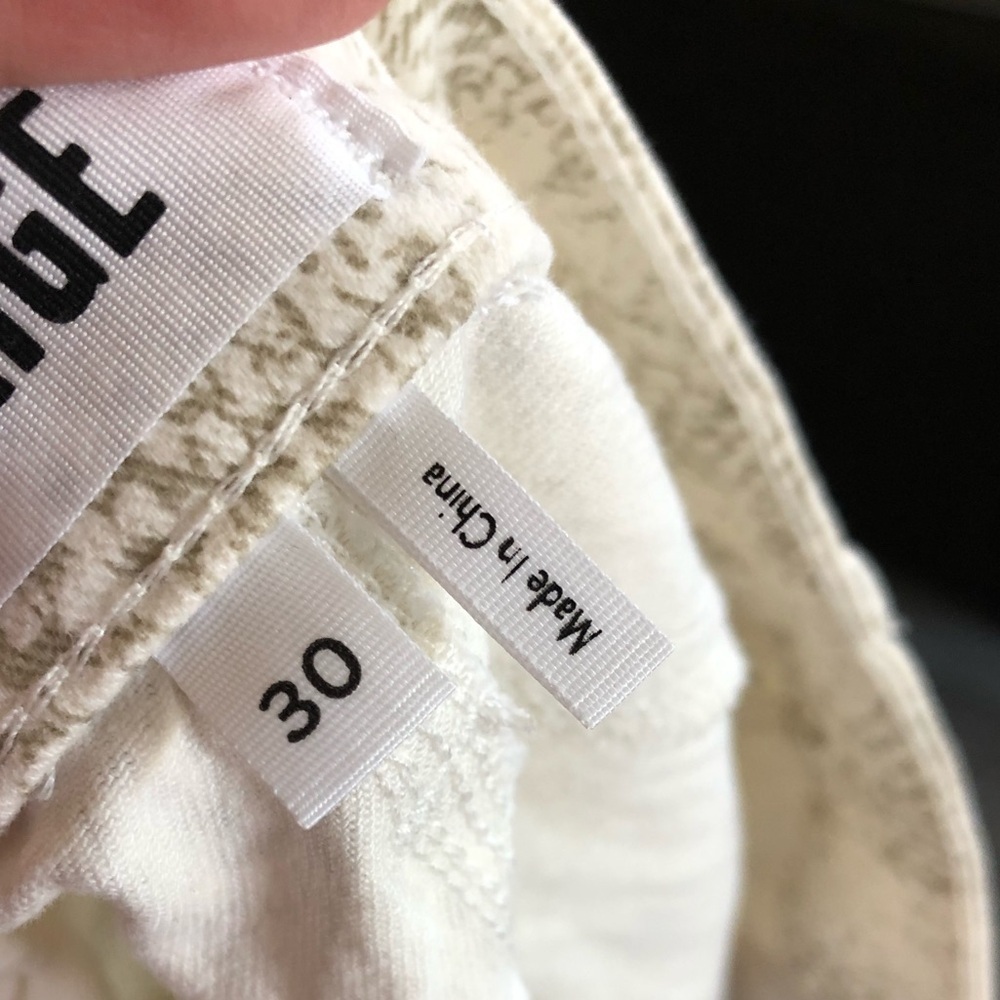 Paige Anthropologie Aideen Denim Mini Skirt, White animal print, snake print•30 - Picture 12 of 15